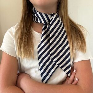 Striped Navy and White Womens Scarf Nautical Parisian Emily in Paris Artisy